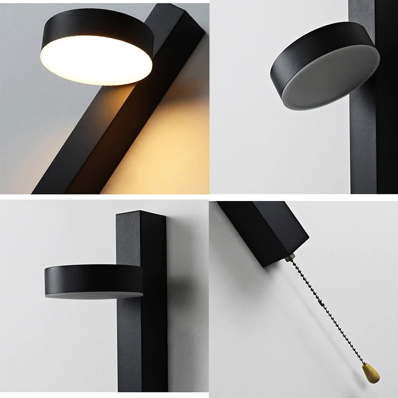 Applique murale LED scandinave – Interrupteur à tirette