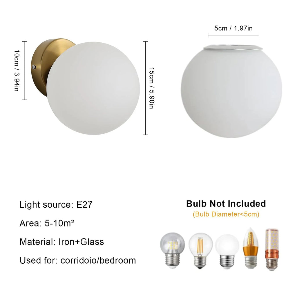 Applique murale LED boule verre