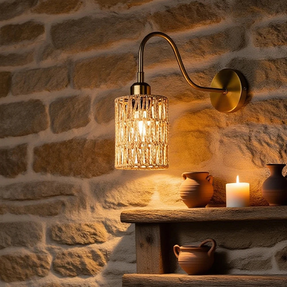 Applique murale en rotin bohème