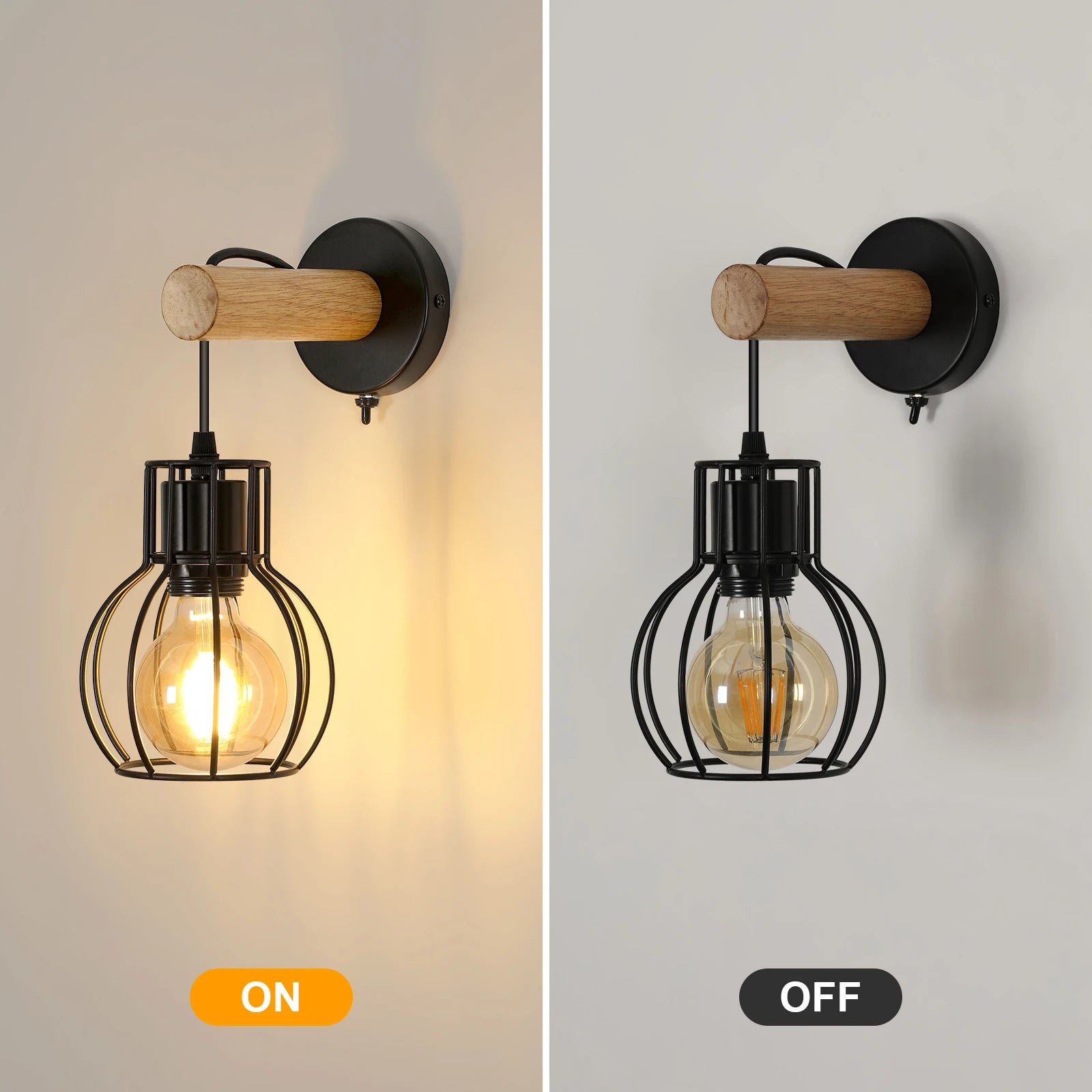 Applique murale rétro bois & métal