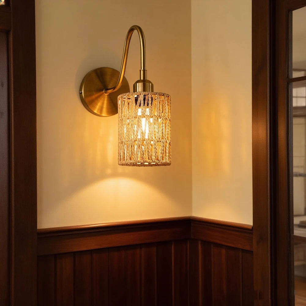 Applique murale en rotin bohème