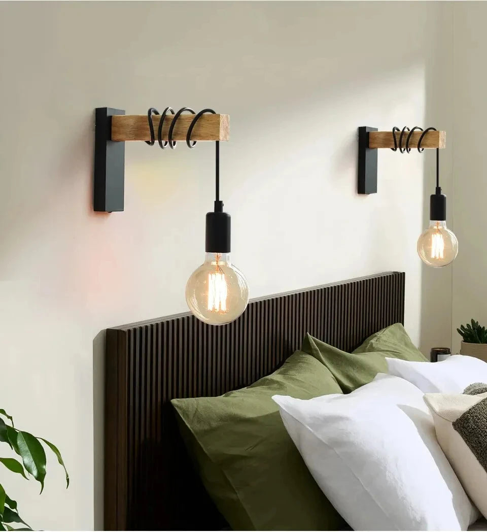 Applique murale rétro bois LED