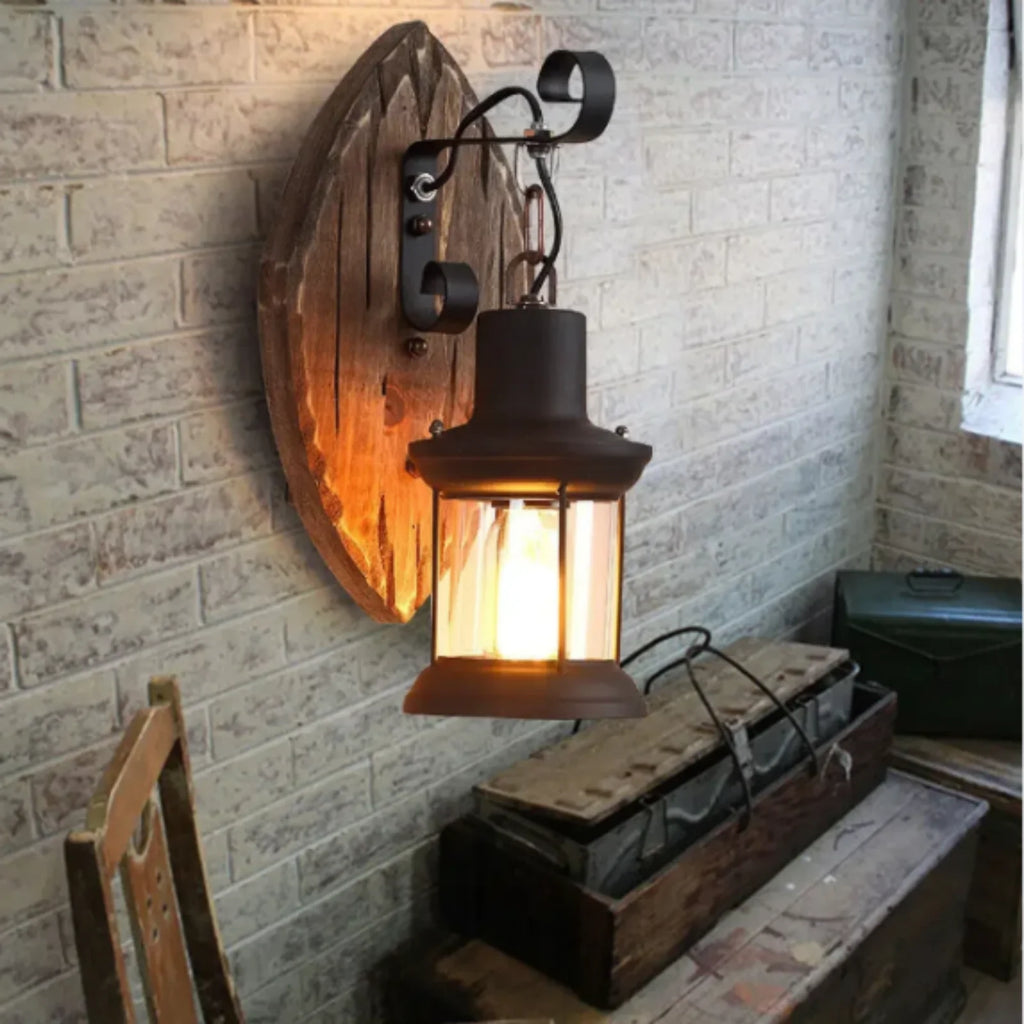 Applique murale antique bois et métal