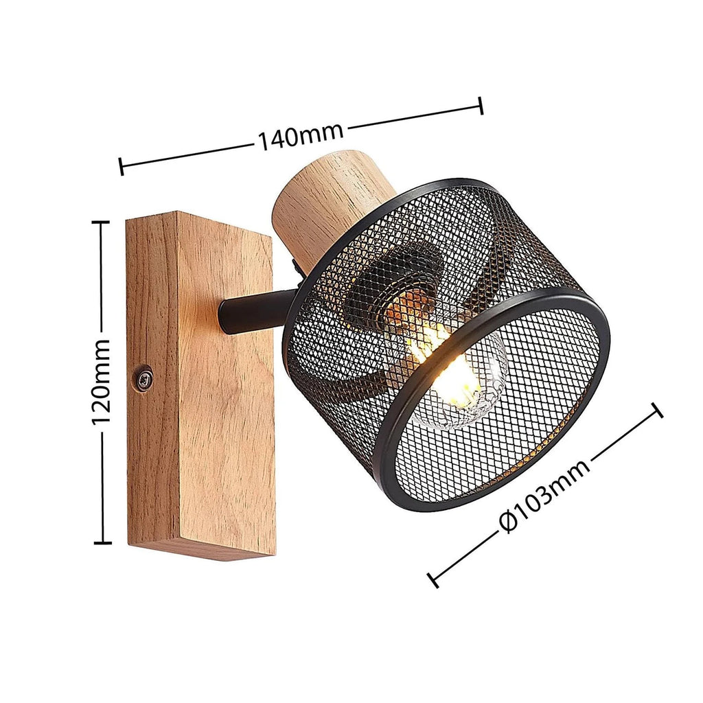 Applique murale moderne bois et métal noir