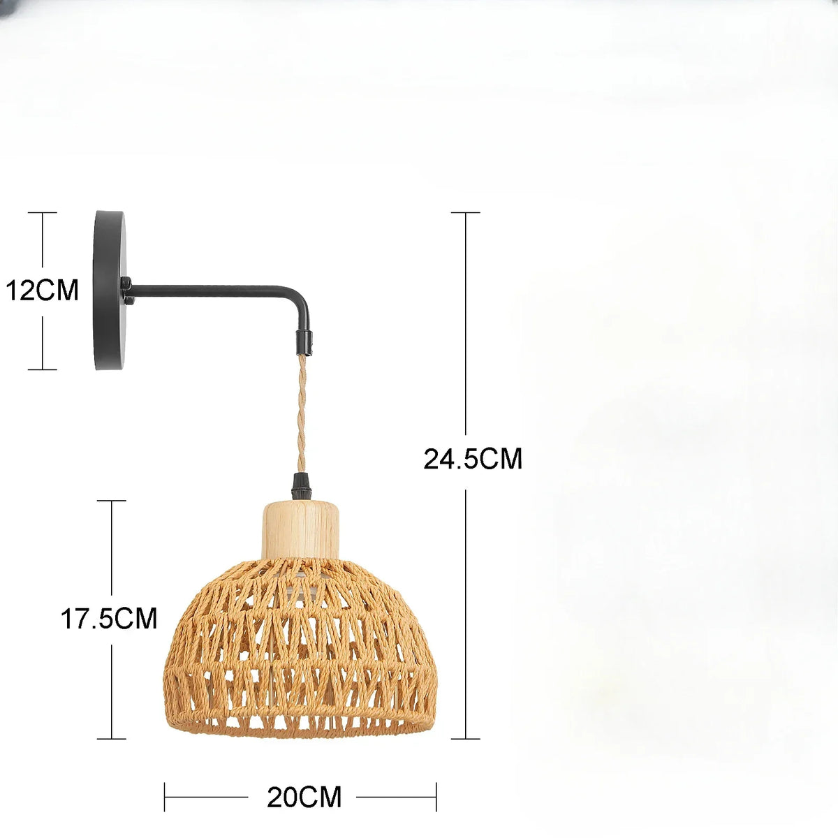 Applique murale en rotin ferme ancienne