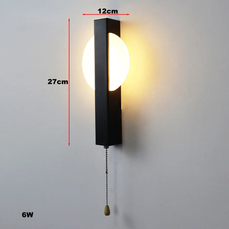 Applique murale LED scandinave – Interrupteur à tirette
