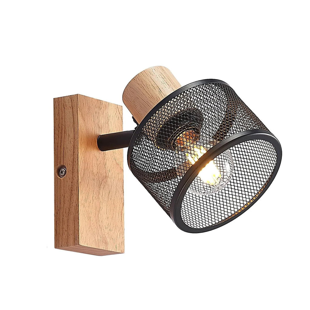 Applique murale moderne bois et métal noir