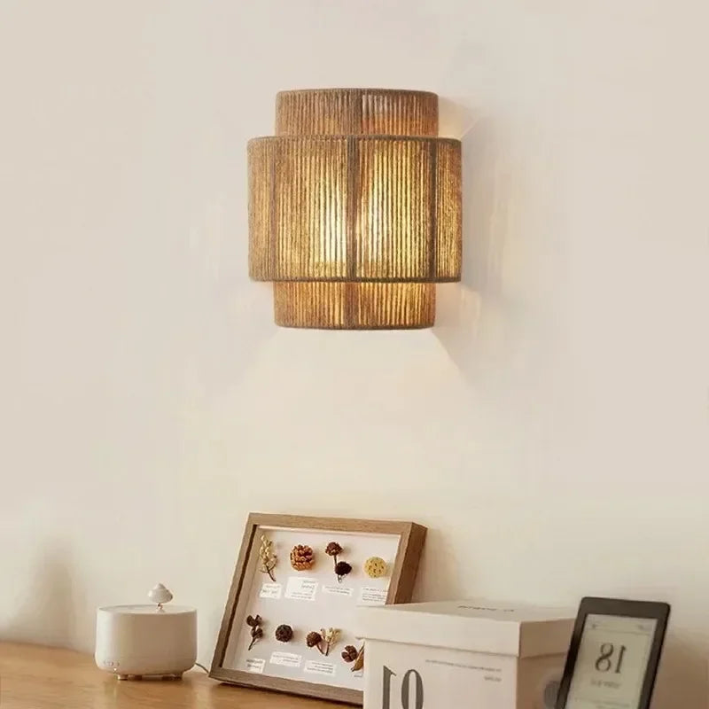 Applique murale LED vintage en bambou