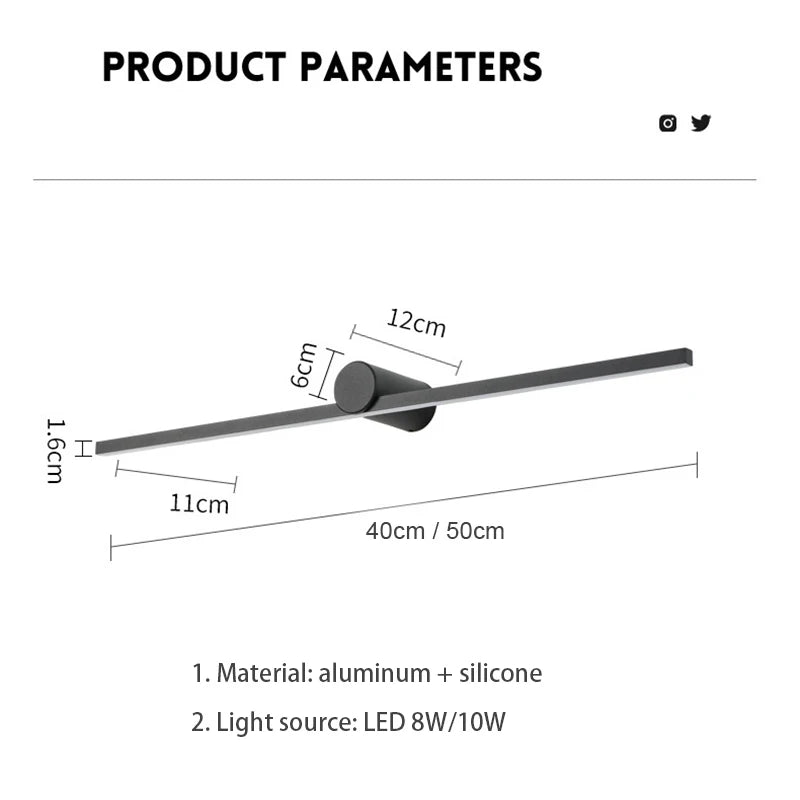 Applique murale LED nordique – Miroir & Chambre