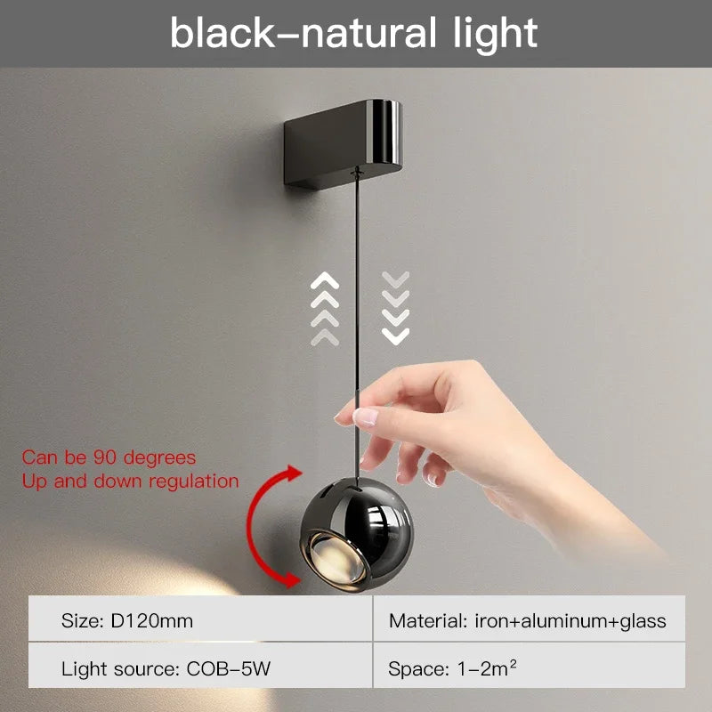 Applique murale LED réglable moderne – lampe design en aluminium noir ou argent