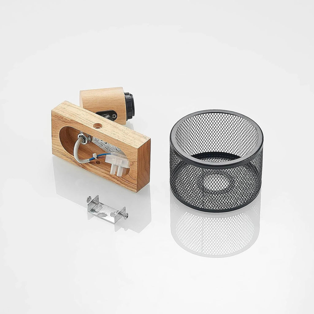 Applique murale moderne bois et métal noir