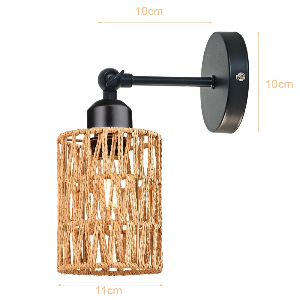 Applique murale en rotin tressé rétro