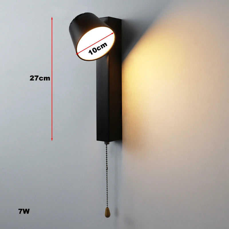 Applique murale LED scandinave – Interrupteur à tirette