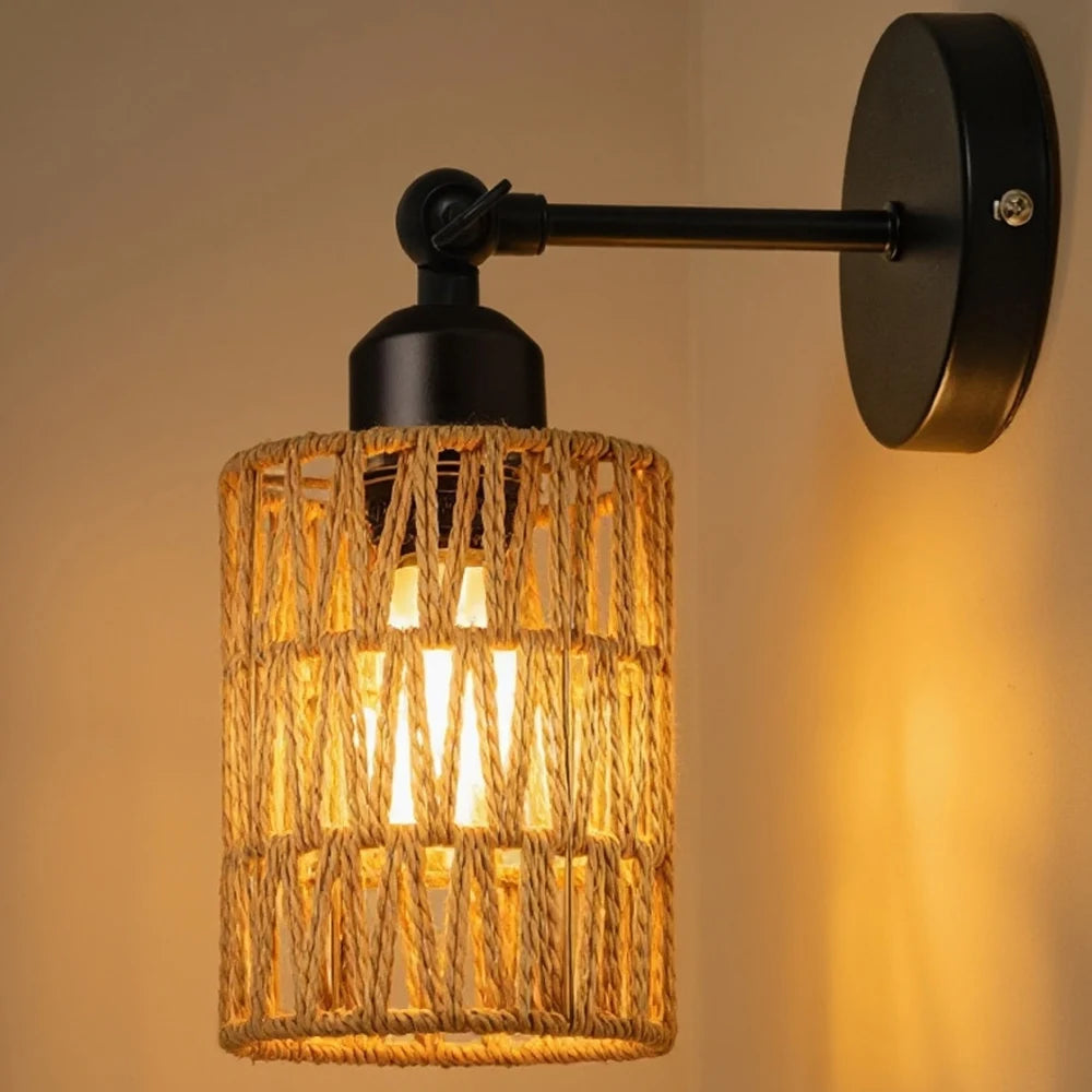 Applique murale en rotin tressé rétro