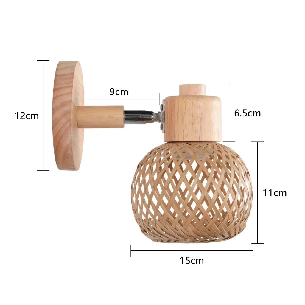 Applique murale LED bohème en rotin