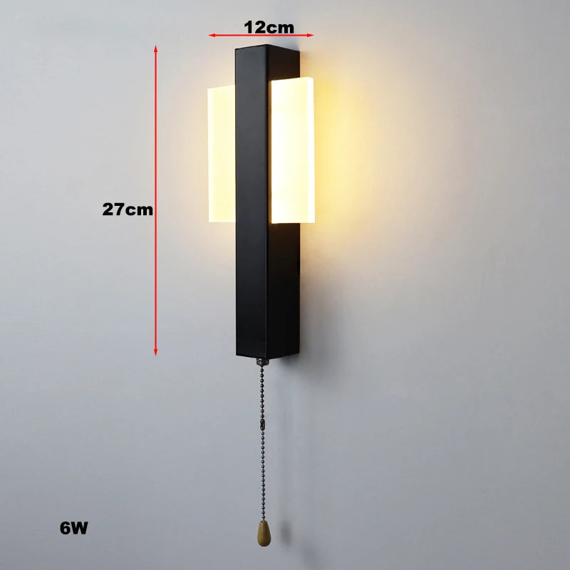 Applique murale LED scandinave – Interrupteur à tirette