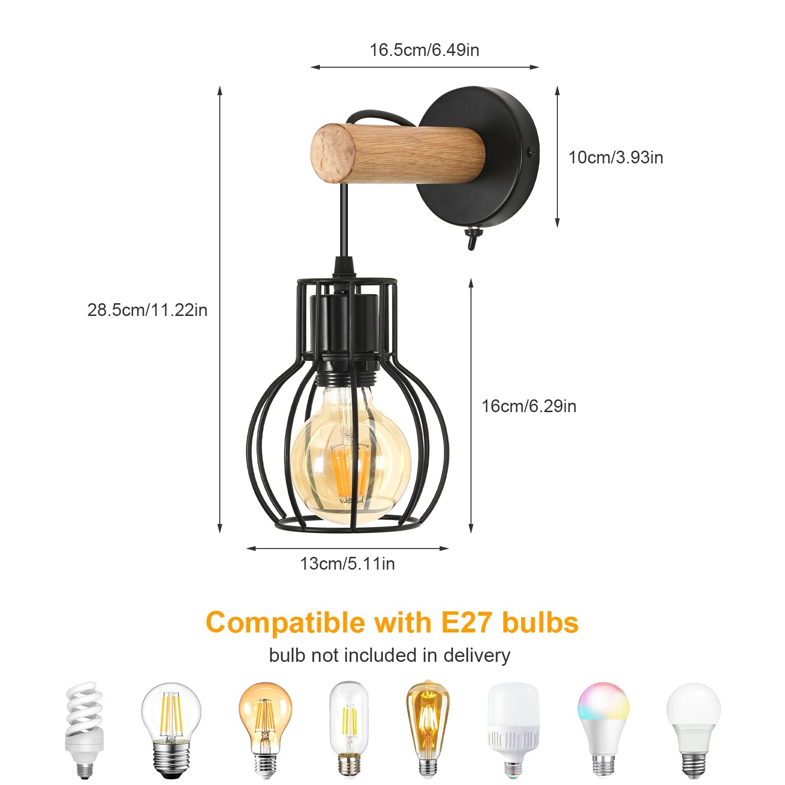 Applique murale rétro bois & métal