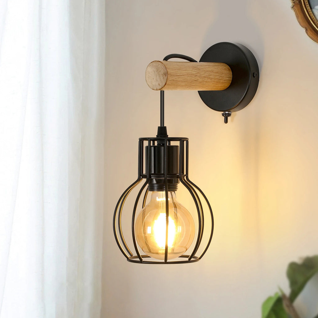 Applique murale rétro bois & métal