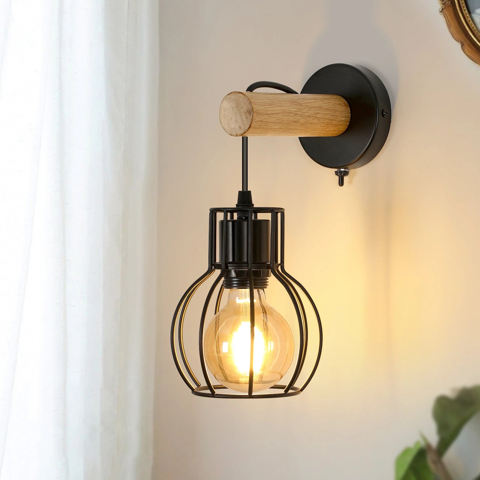 Applique murale rétro bois & métal