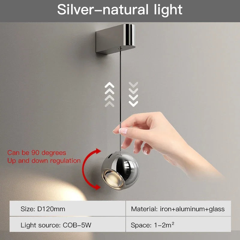 Applique murale LED réglable moderne – lampe design en aluminium noir ou argent