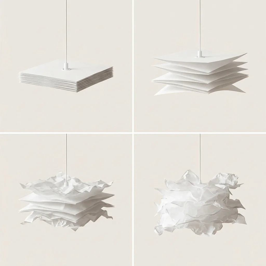 Assemblage de l’abat-jour nuage en quatre étapes, des feuilles au nuage