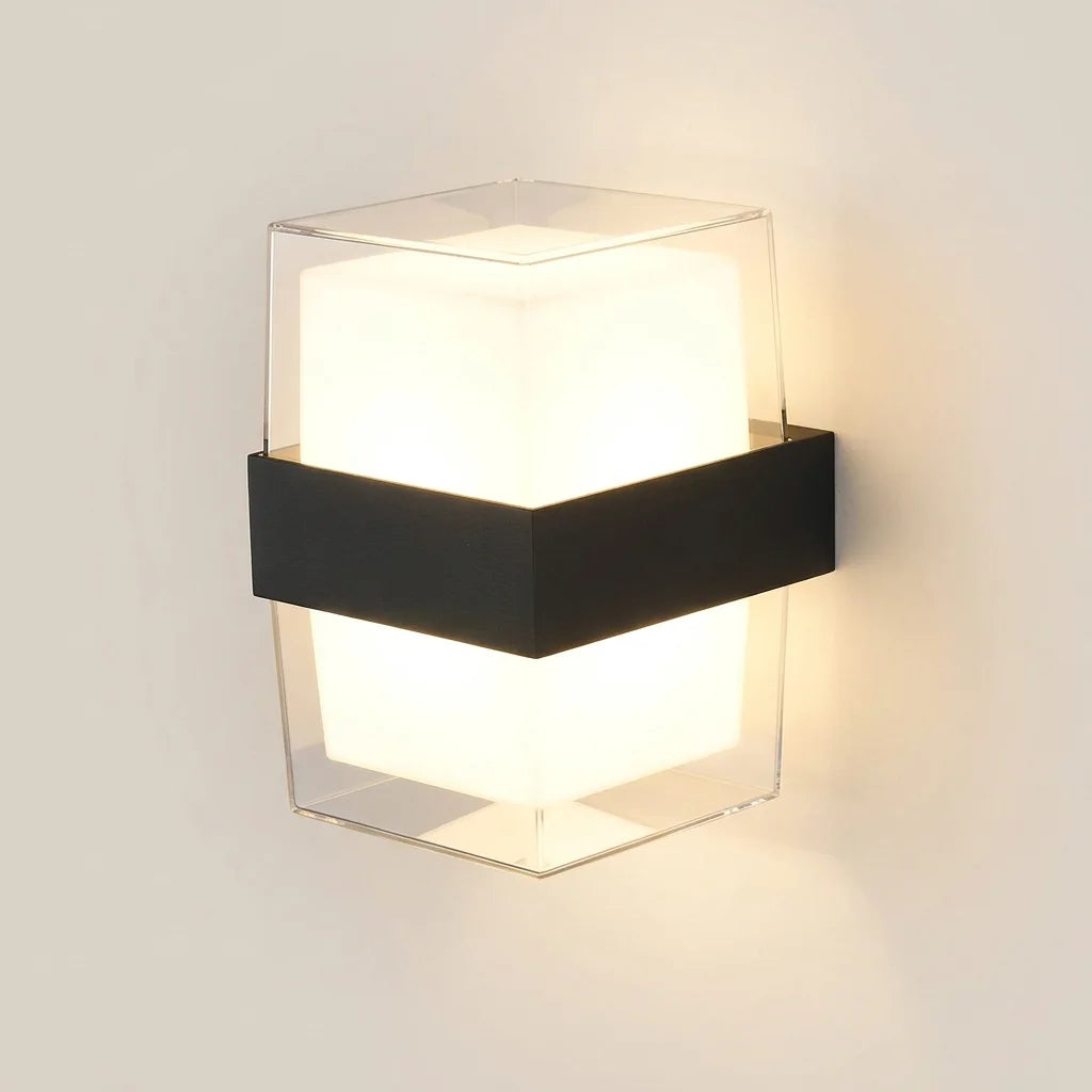 Applique murale LED carrée à bandeau noir, blanc chaud