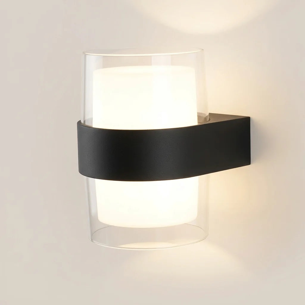 Applique murale LED ronde à bandeau noir, blanc chaud
