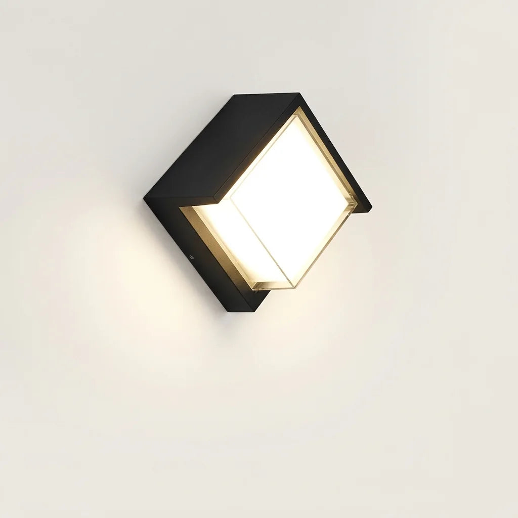 Applique murale LED en losange noir avec diffuseur opale
