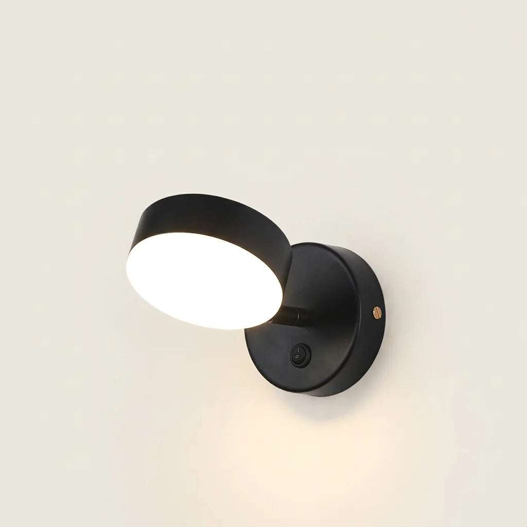 Applique liseuse LED noire à tête plate avec interrupteur, modèle B