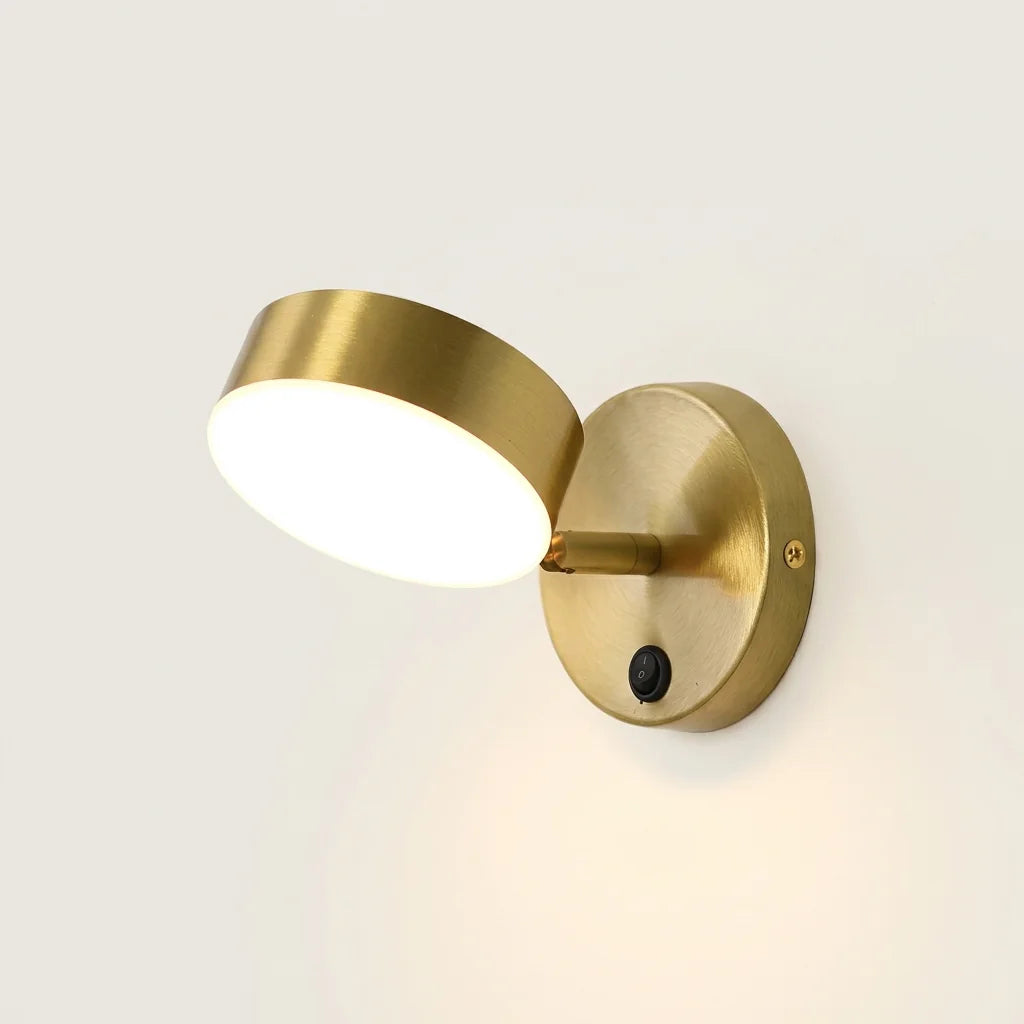 Applique liseuse LED dorée à tête plate avec interrupteur, modèle B
