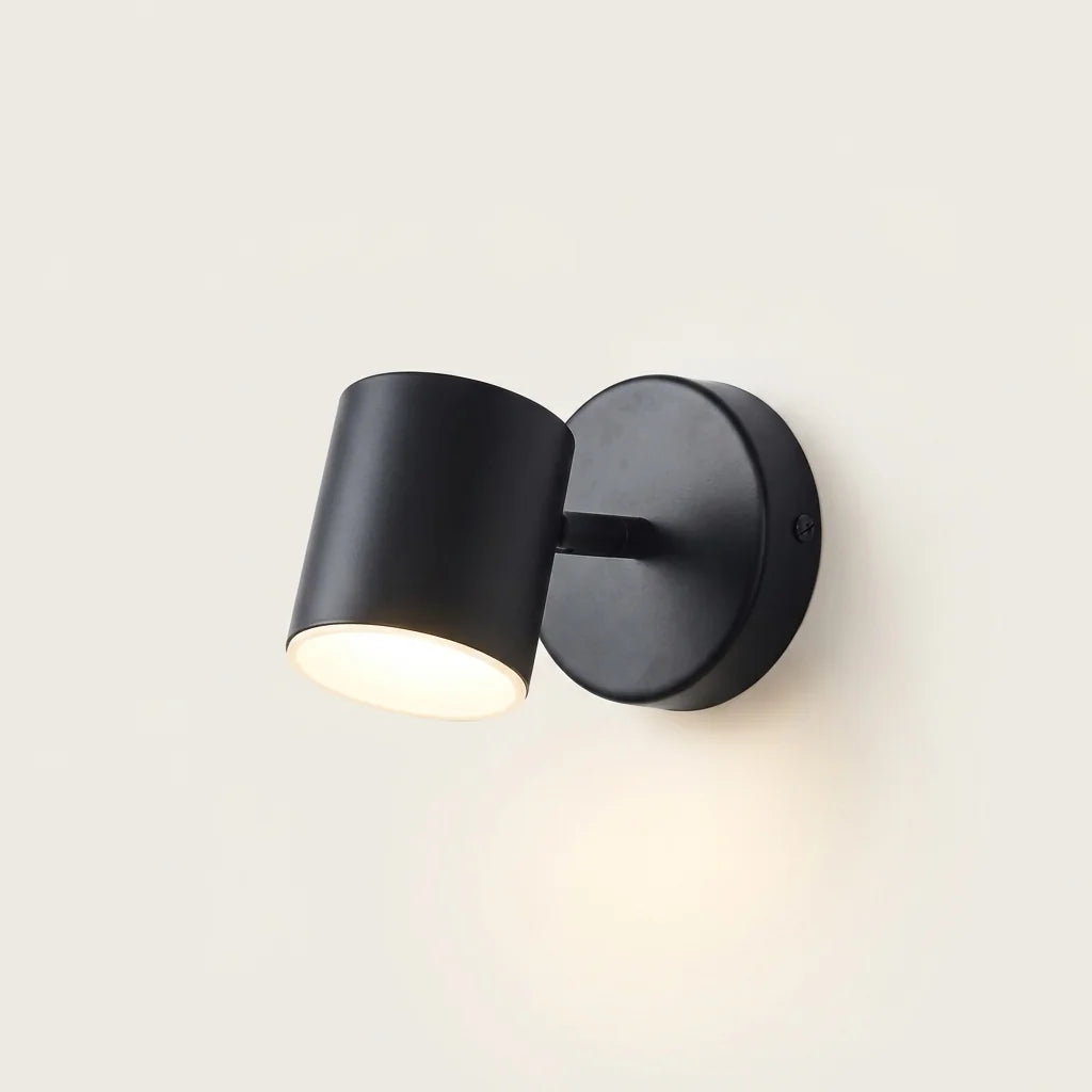 Applique liseuse LED orientable noire, modèle A, allumée