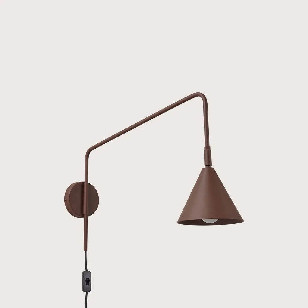 Applique liseuse à long bras et abat-jour conique, coloris marron (1 lumière – sans interrupteur)