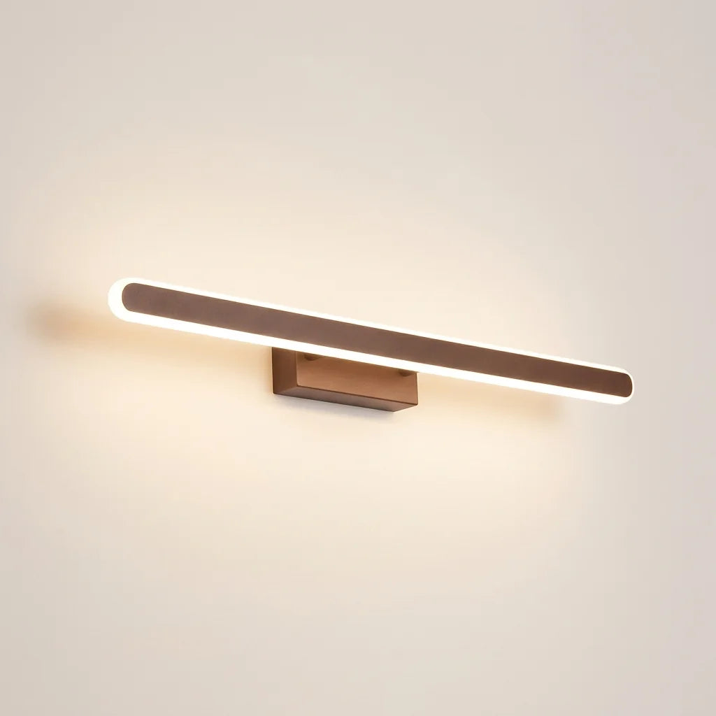 Applique miroir LED barre café, style A à face lumineuse, allumée