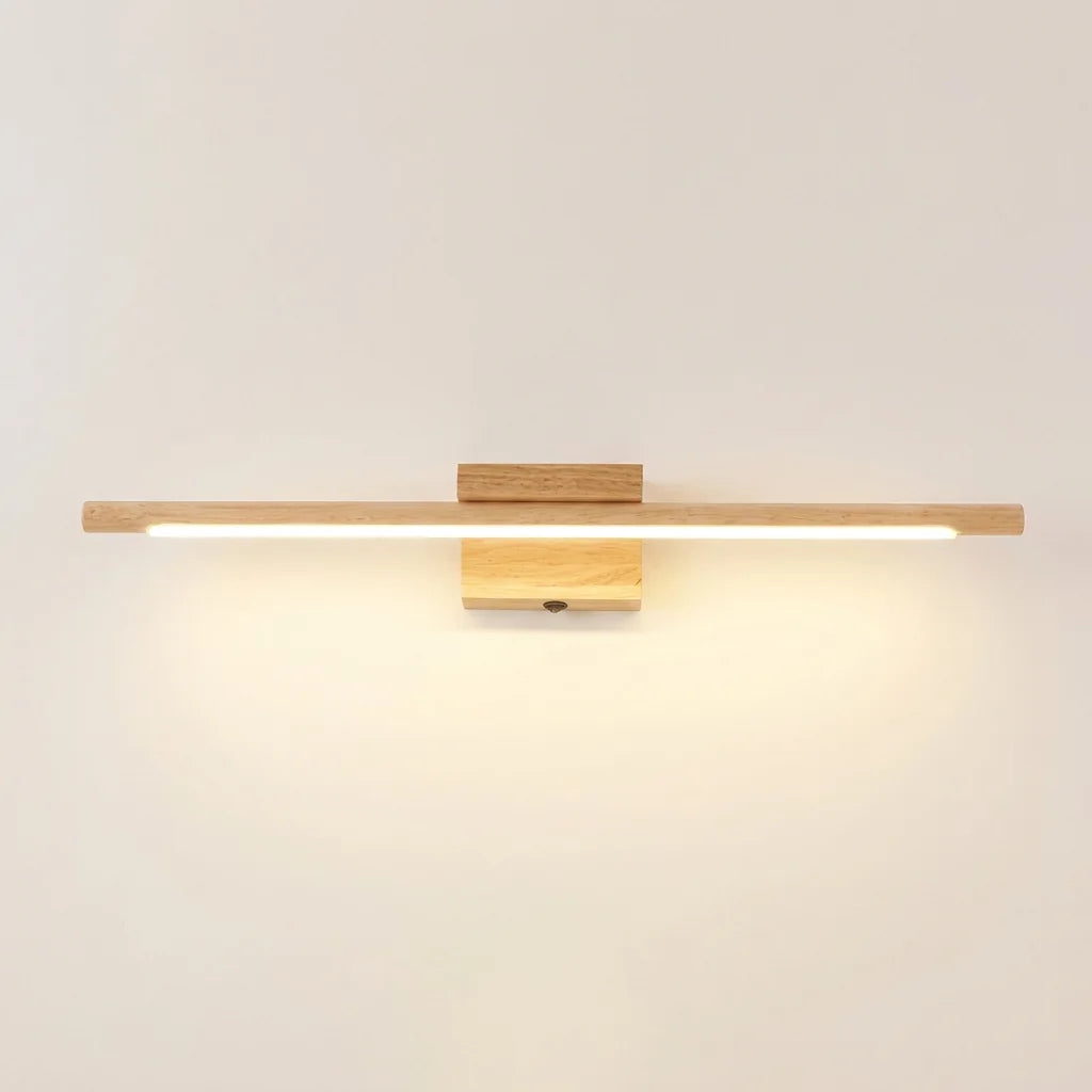 Applique LED pour miroir en bois massif, lumière blanc chaud