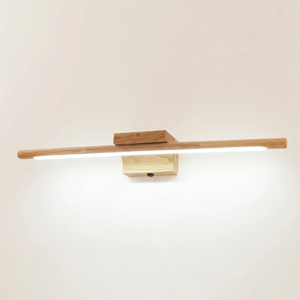 Applique LED pour miroir en bois massif, lumière blanc froid