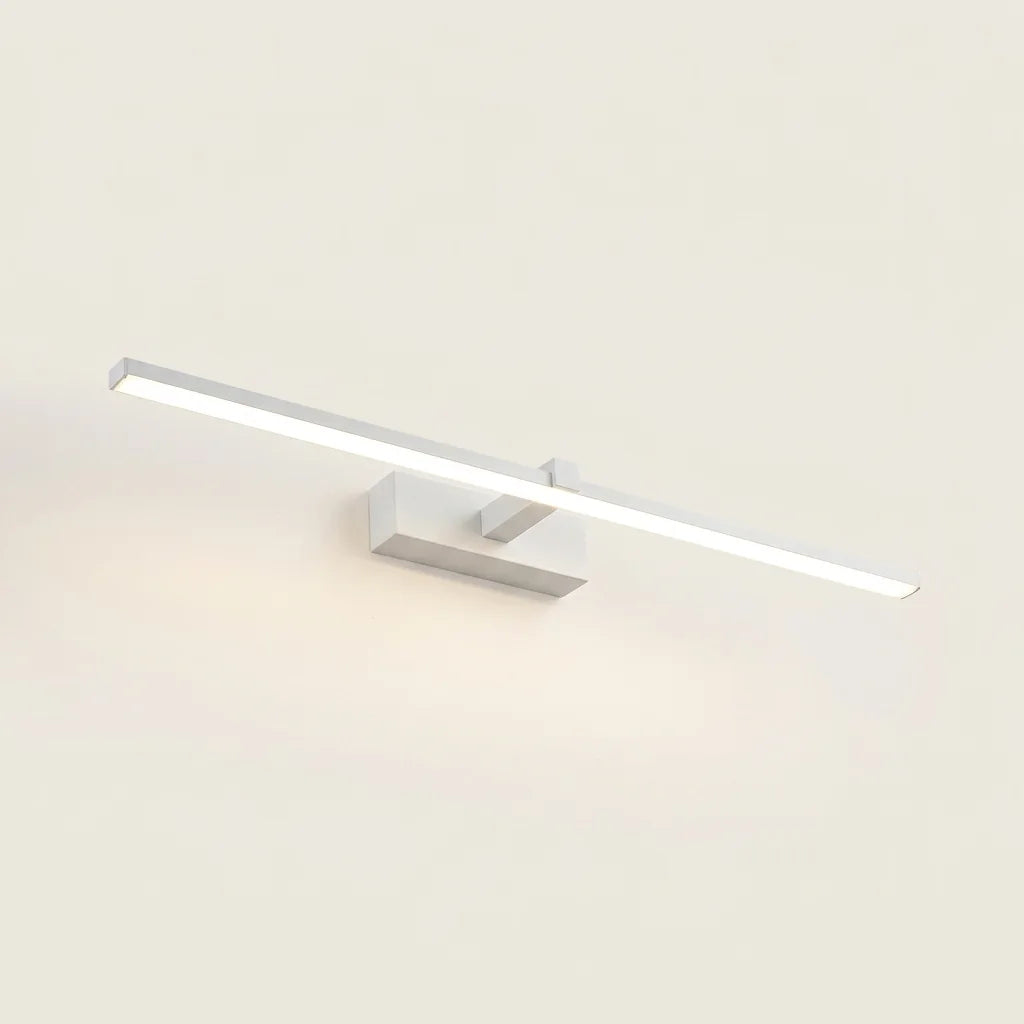 Applique LED pour miroir en aluminium blanc, allumée