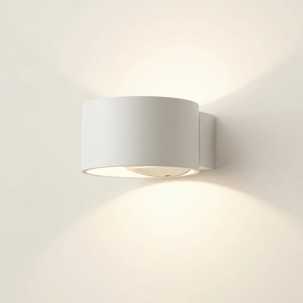Applique murale anneau LED blanc, éclairage haut et bas, allumée