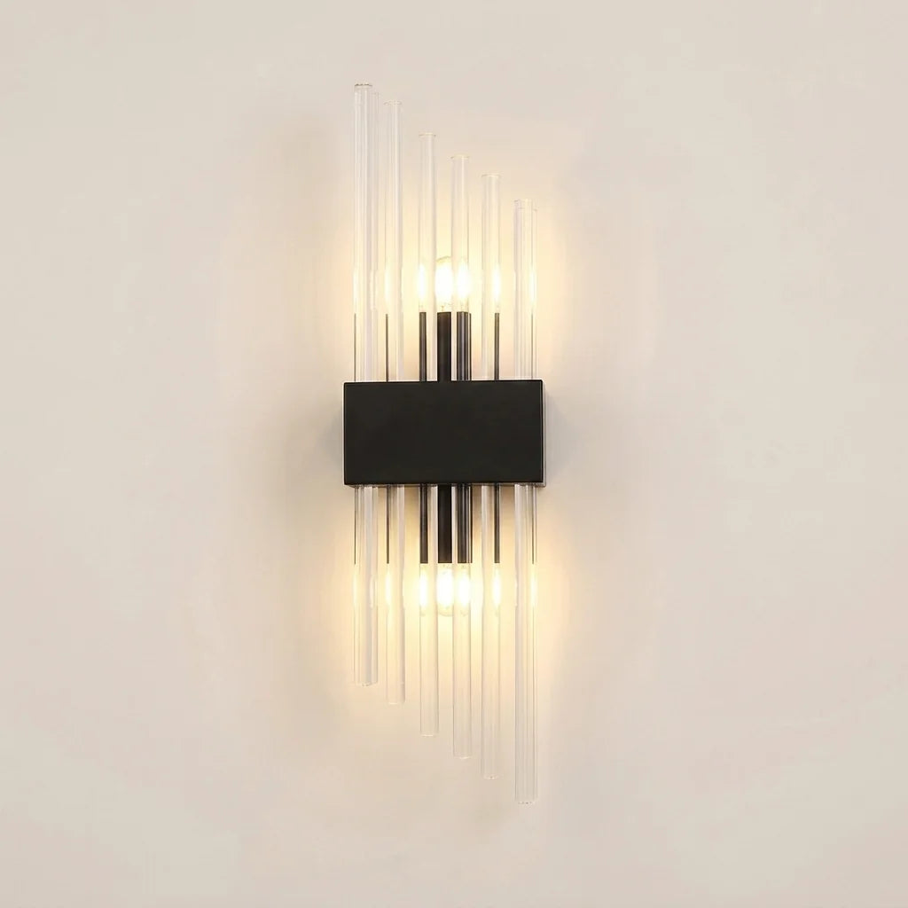 Applique murale baguettes de cristal et boîtier noir, modèle B