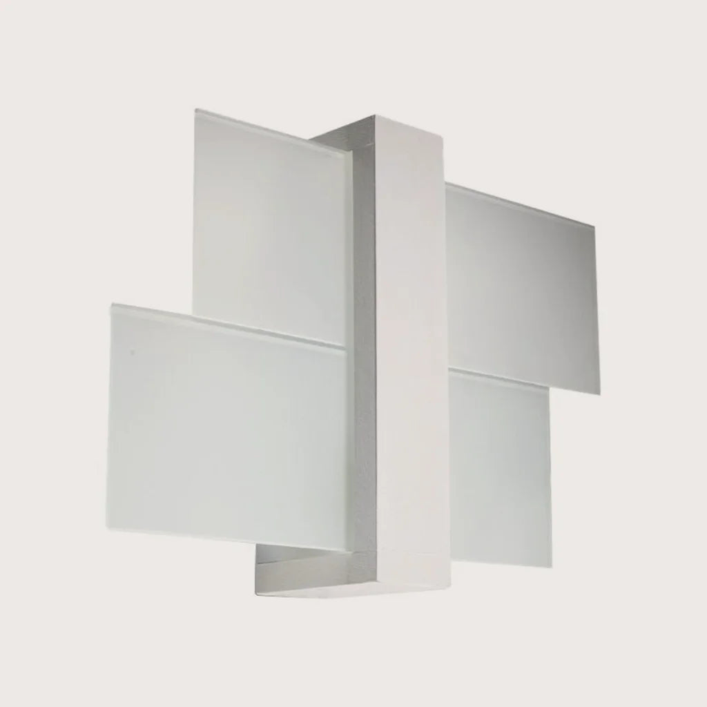 Applique murale bois et verre dépoli, coloris blanc