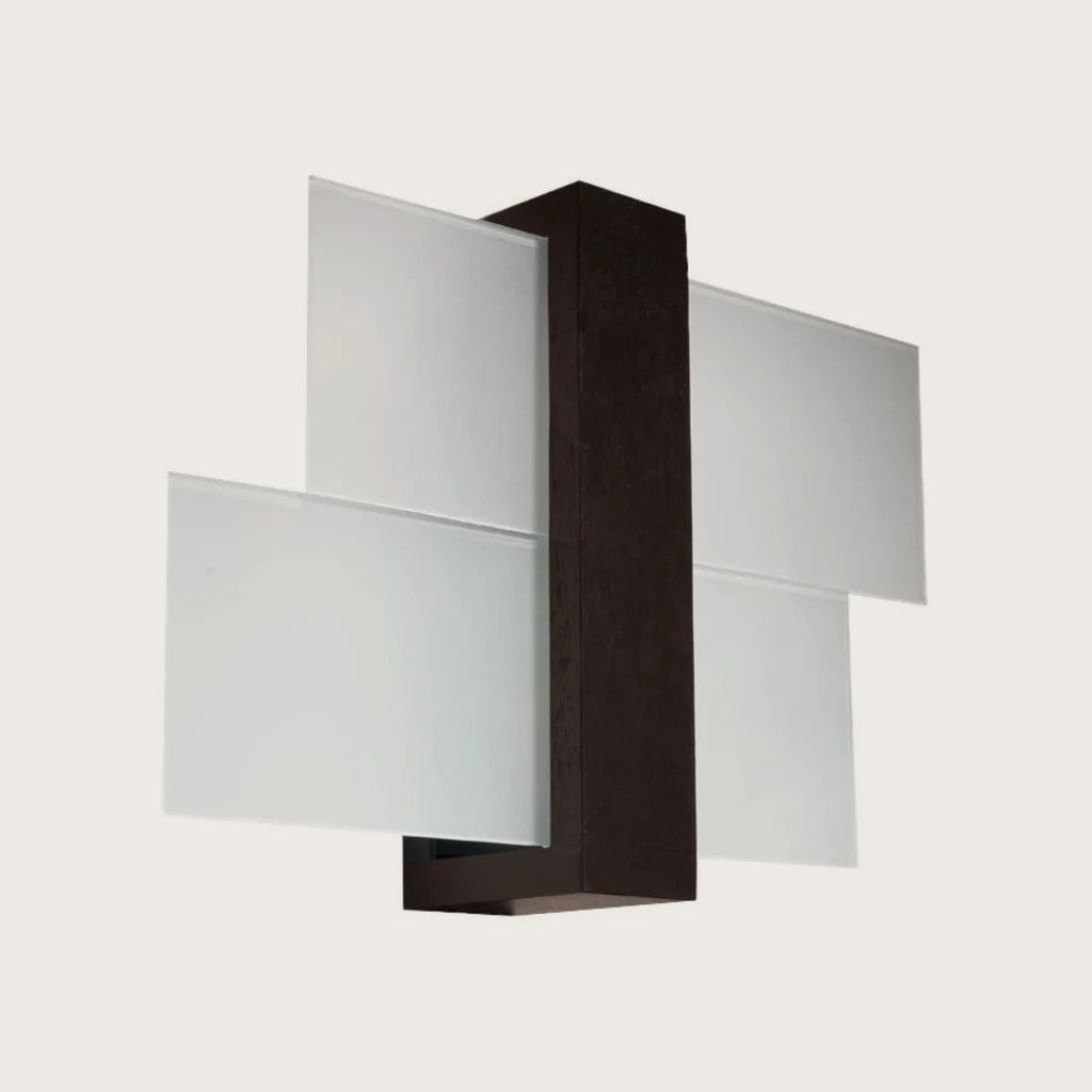 Applique murale bois et verre dépoli, coloris wengé