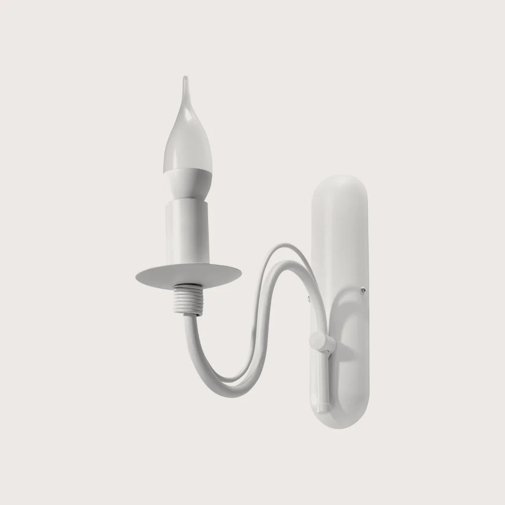 Applique murale bougie classique en métal, coloris blanc