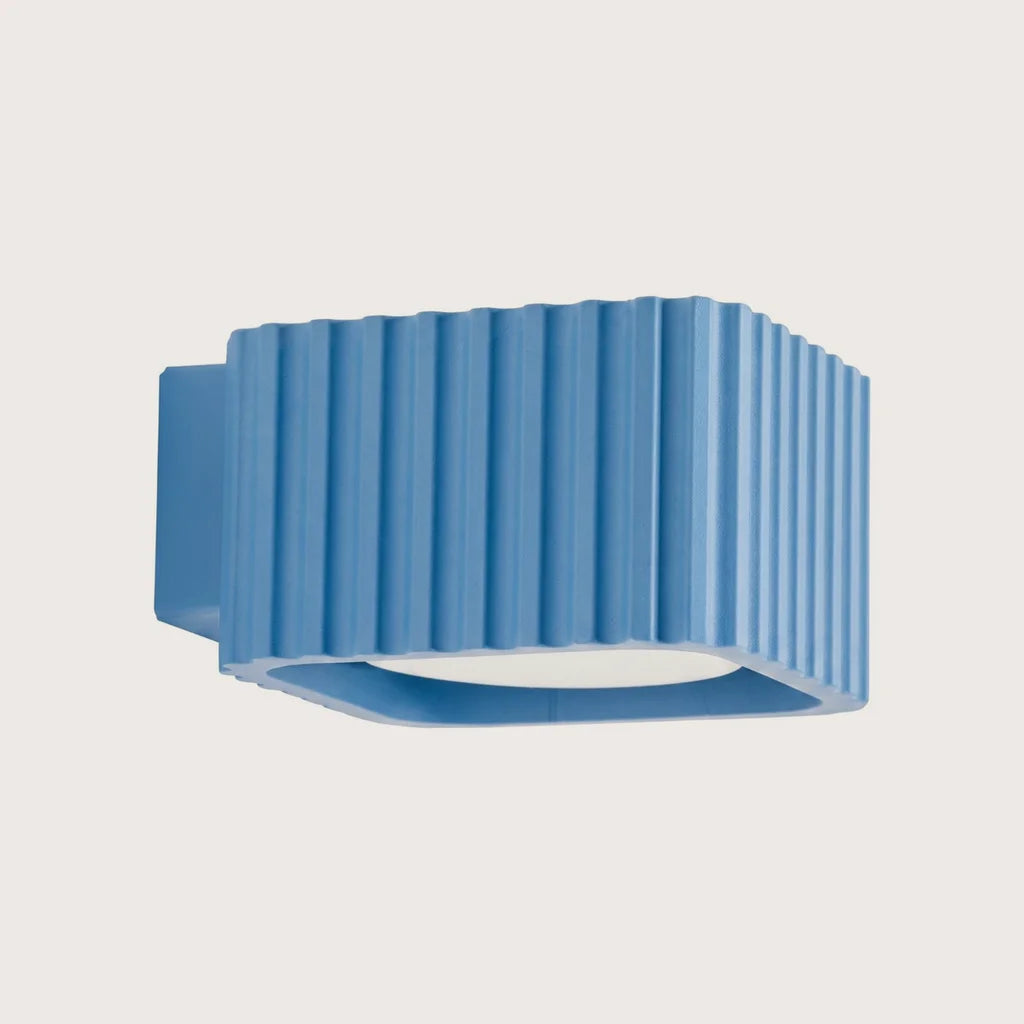 Applique murale carrée cannelée, coloris bleu clair (GX53)