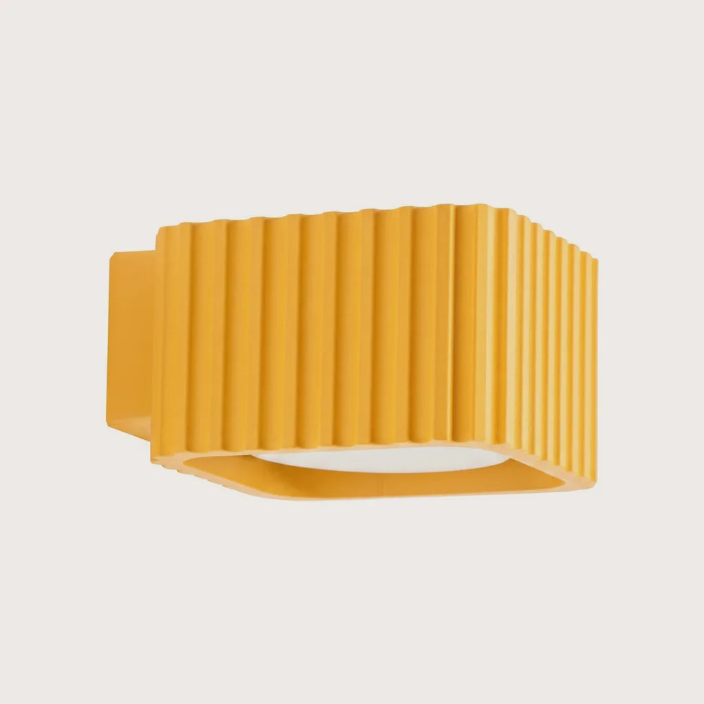 Applique murale carrée cannelée, coloris jaune (GX53)