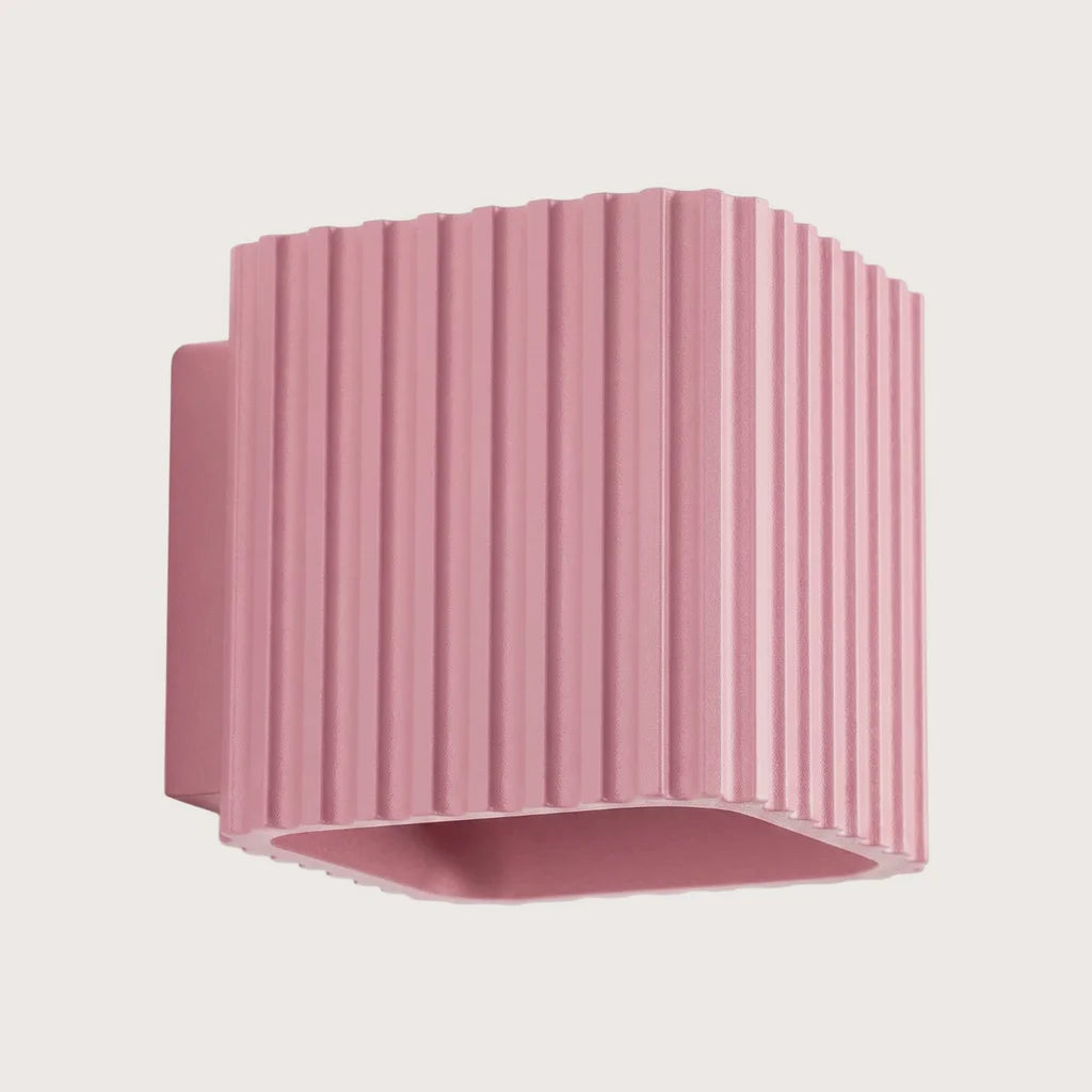Applique murale carrée cannelée, coloris rose (G9)