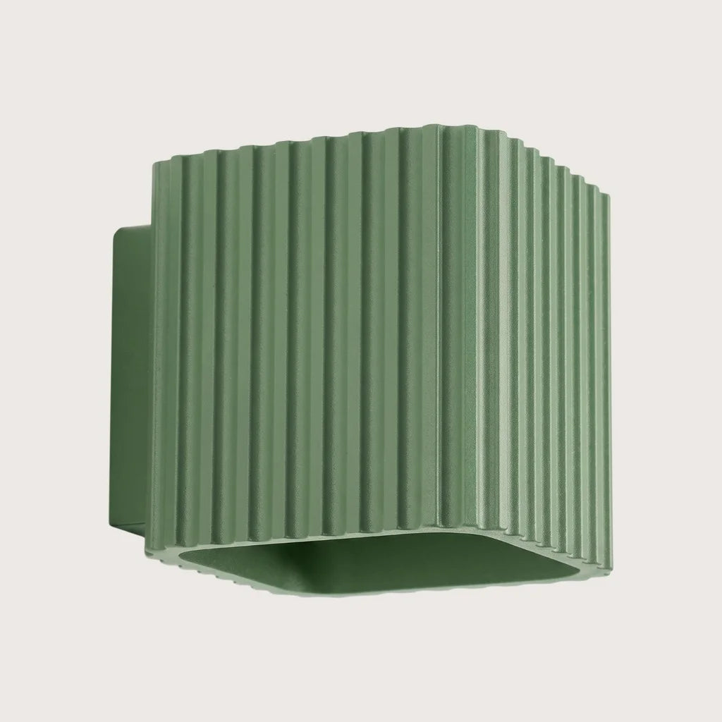 Applique murale carrée cannelée, coloris sauge (G9)