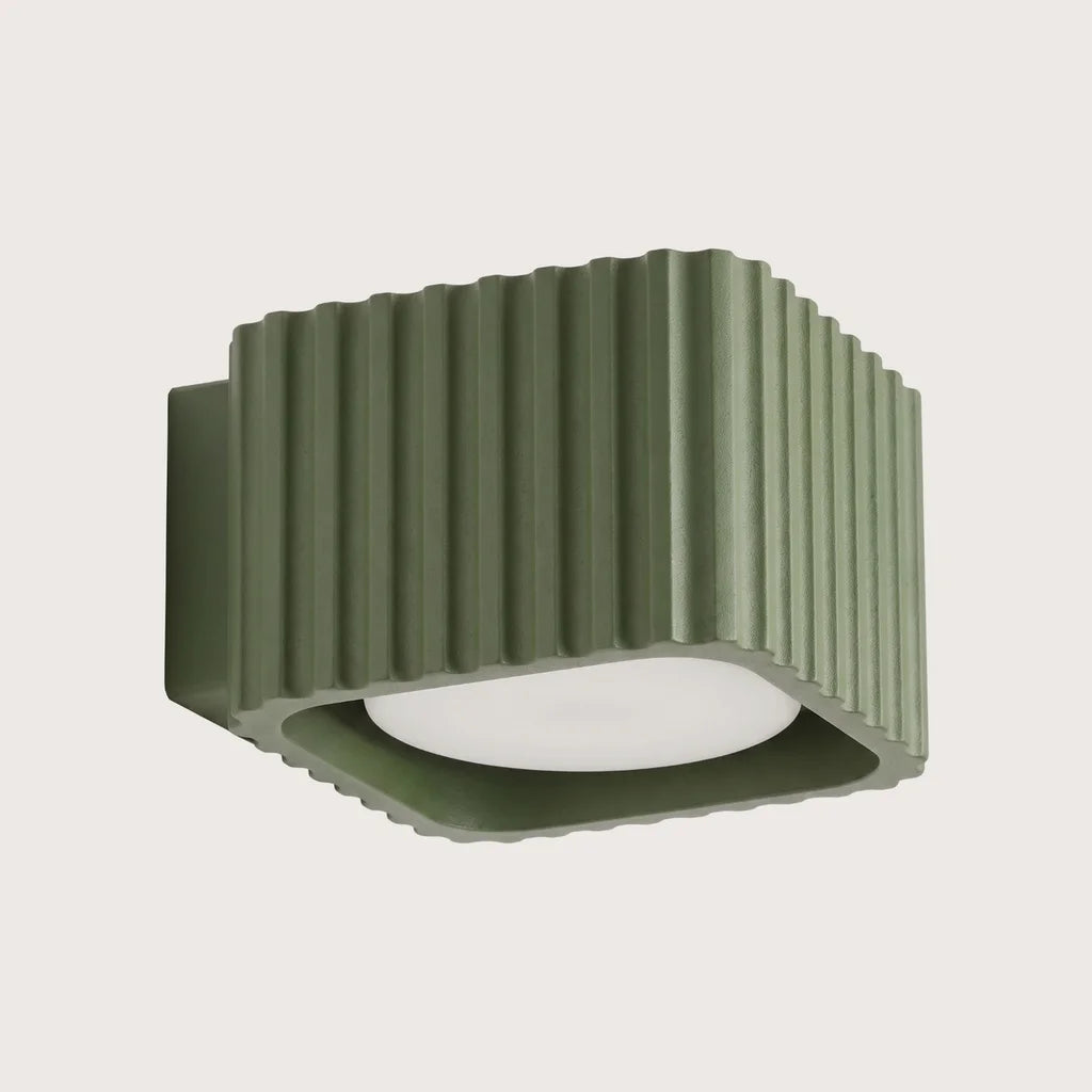Applique murale carrée cannelée, coloris vert olive (GX53)