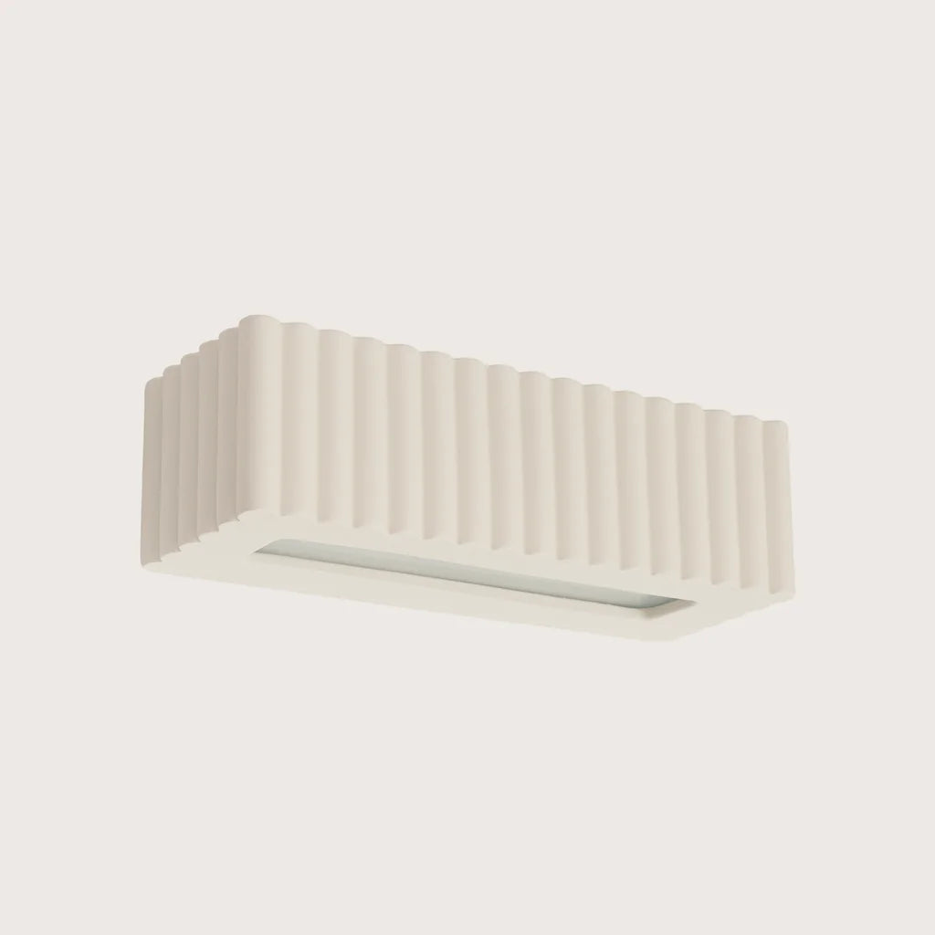 Applique murale céramique cannelée rectangulaire, coloris beige