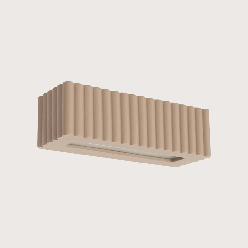 Applique murale céramique cannelée rectangulaire, coloris taupe