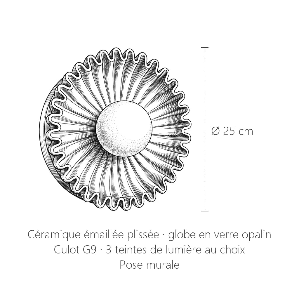 Dimensions de l'applique fleur en céramique : Ø 25 cm
