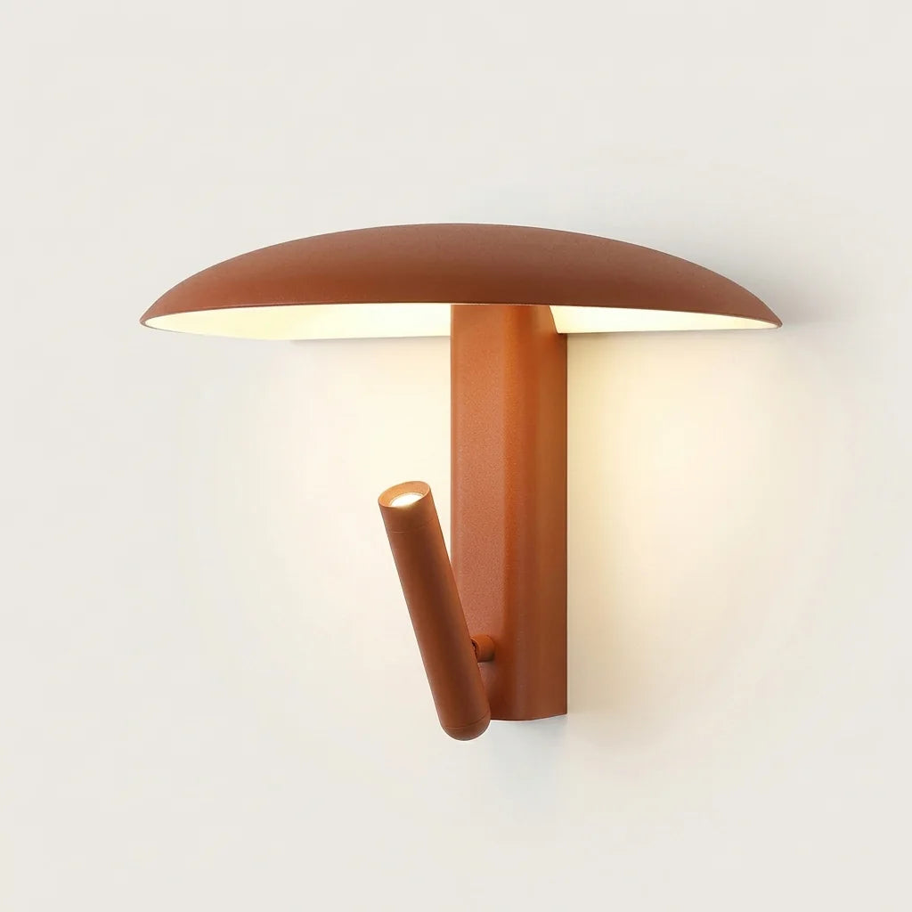 Applique murale champignon orange rouille avec liseuse orientable